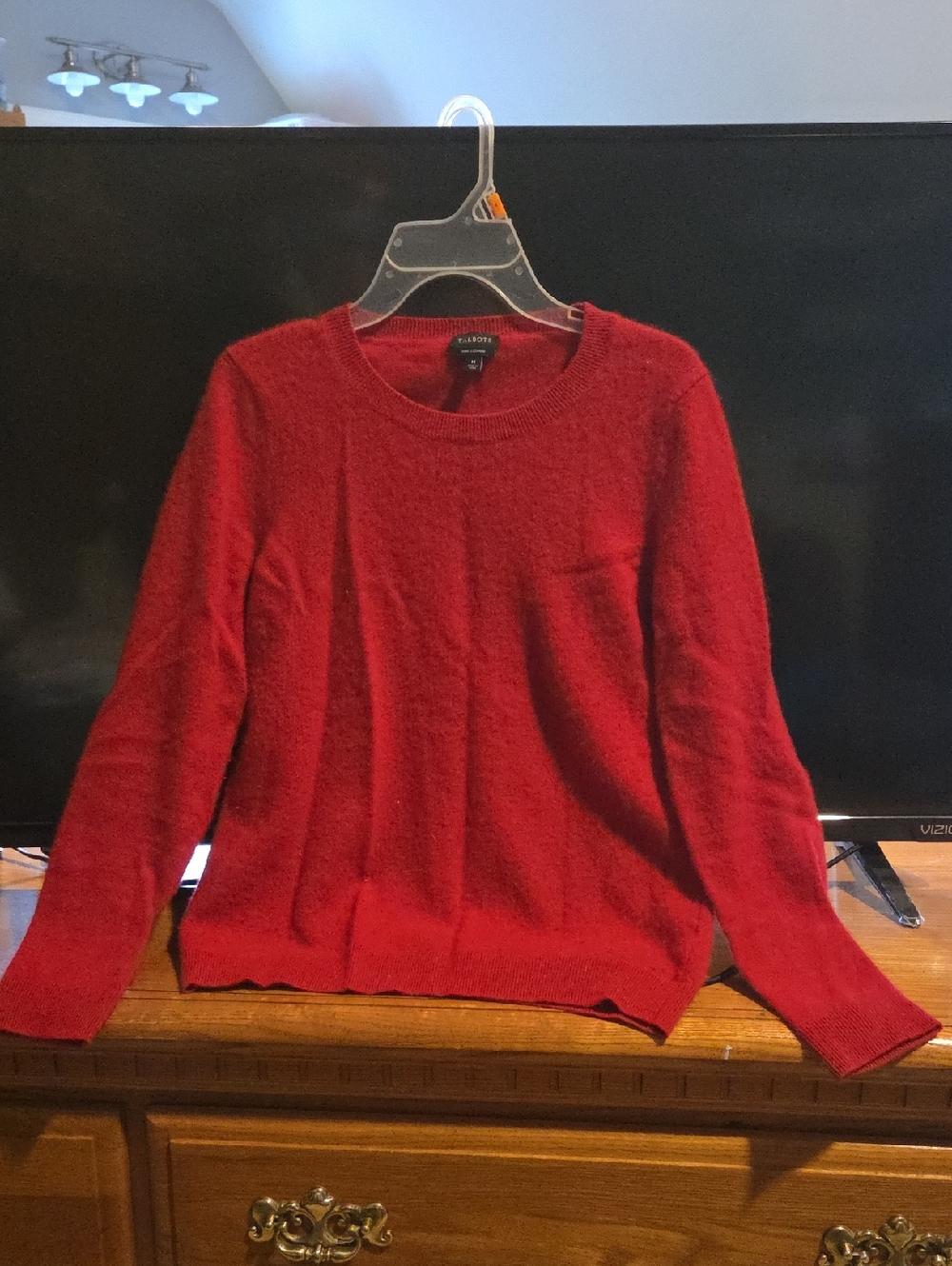 Talbots Red  Cashmere Crewneck Sweater